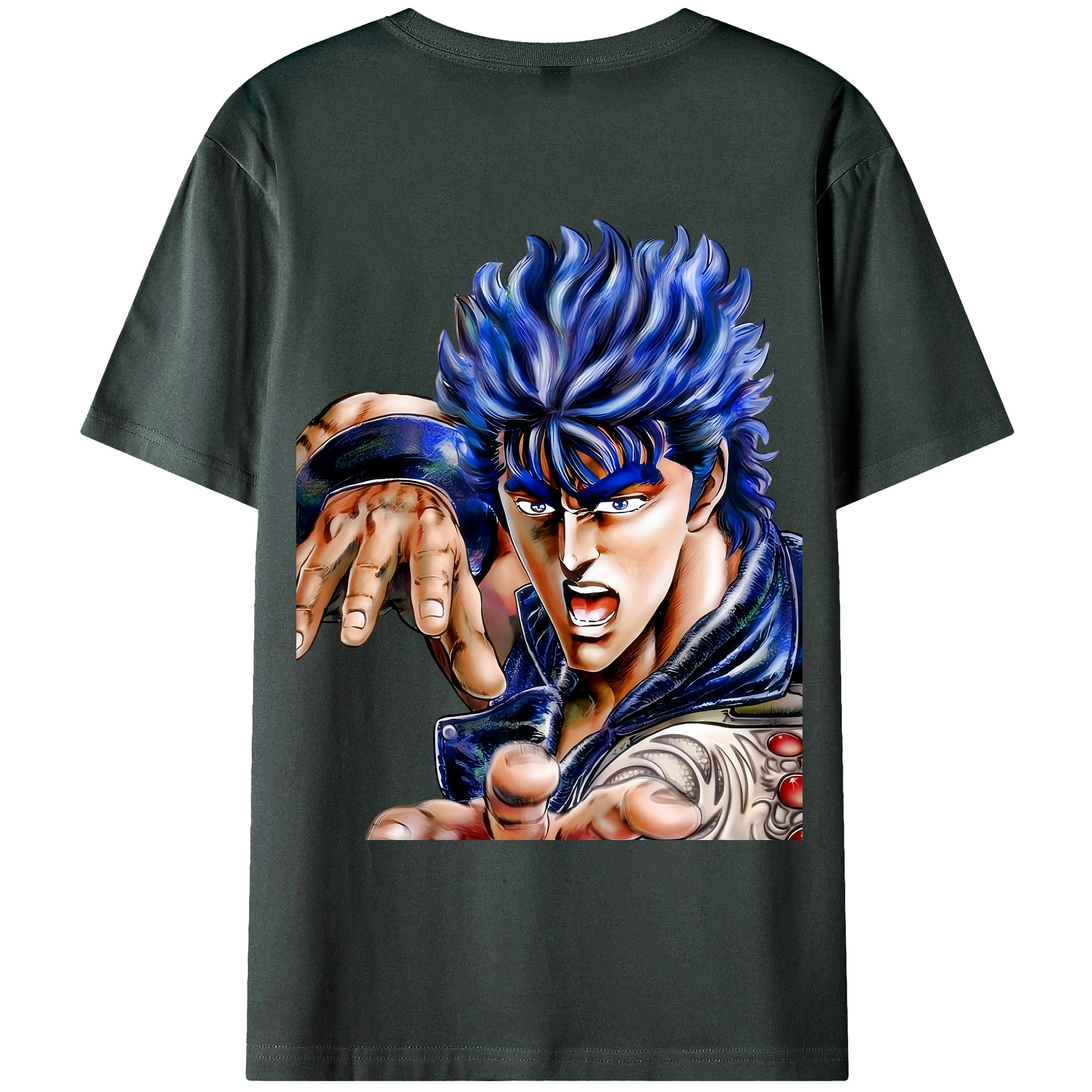 （画像用） 北斗の拳 Fist of the North Star 綿100％ メンズ半袖Tシャツ（バックプリント） 通気性
